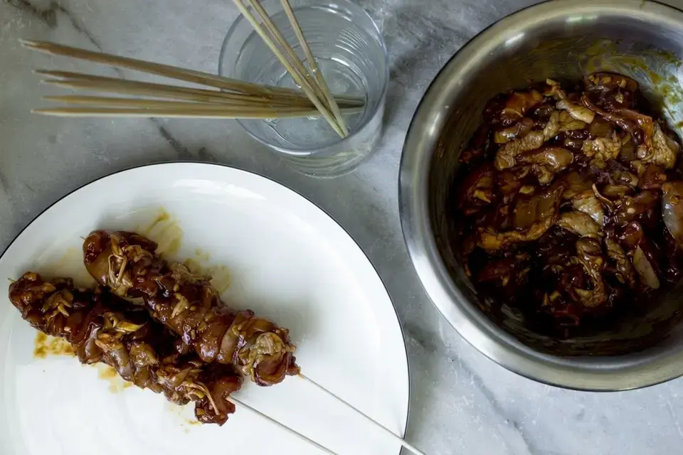 Step 2: Prepare and Skewer the Thai Chicken Skewers