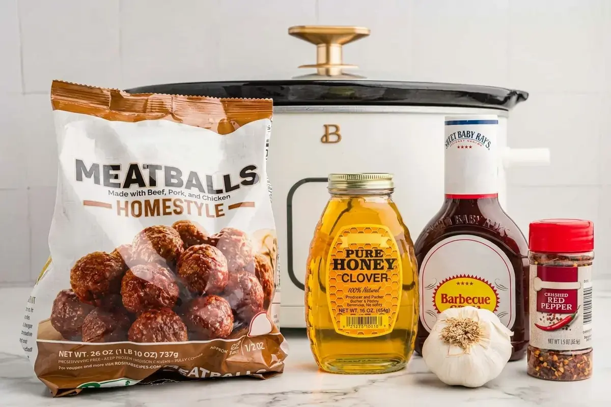 Ingredients for Honey BBQ Crockpot Meatballs