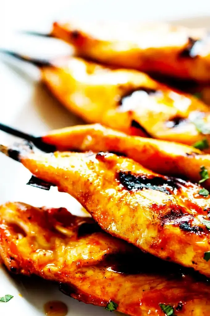 Honey Harrisa Chicken Skewers with Garlic Mint Sauce