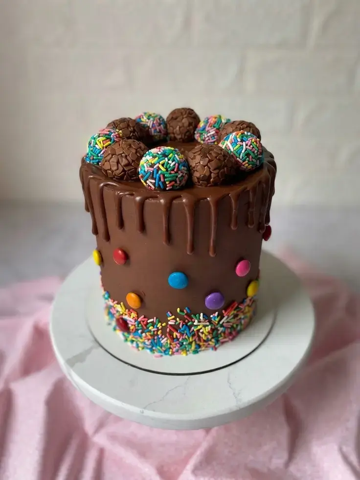 Inspirações De Bolo Simples Decorado Para Copiar No Seu Aniversário: Ideias Fáceis e Lindas 6 com docinhos