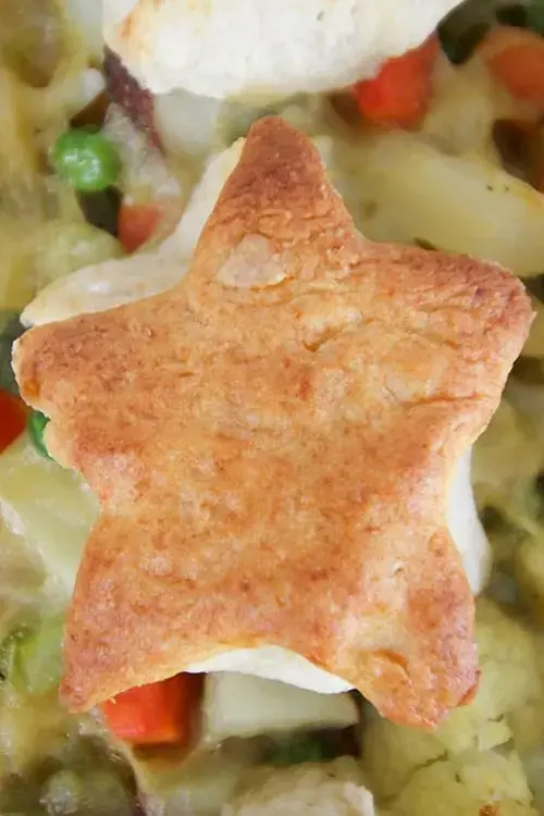 Assembling the Veggie Pot Pie With Biscuit Topping