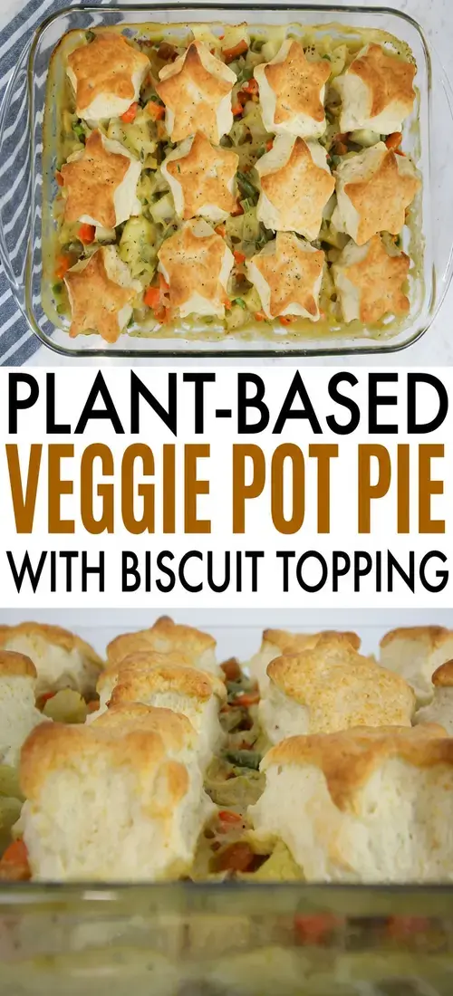 Try this easy, plant-based comfort food veggie pot pie recipe for a cozy weeknight meal or even for your next potluck event!