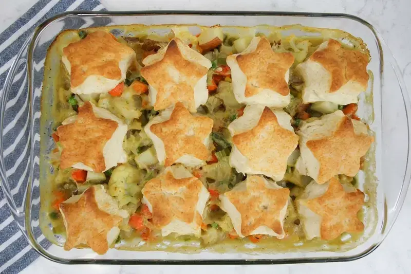 Try this easy, plant-based comfort food veggie pot pie recipe for a cozy weeknight meal or even for your next potluck event!