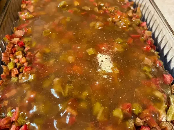 Rhubarb Crunch Recipe for a Family Favorite Spring Dessert 16 Step 6: Pour the sauce