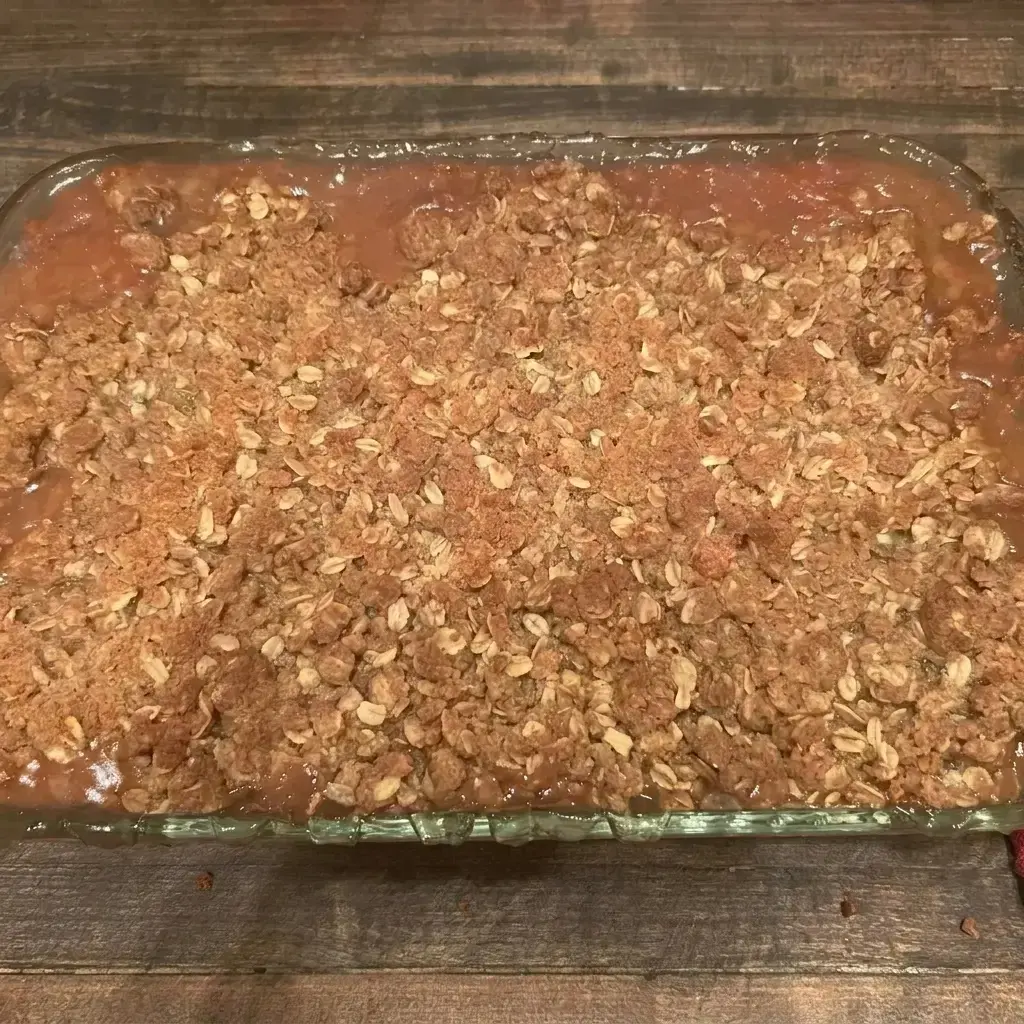 Rhubarb Crunch Recipe for a Family Favorite Dessert 19 Step 8: Bake