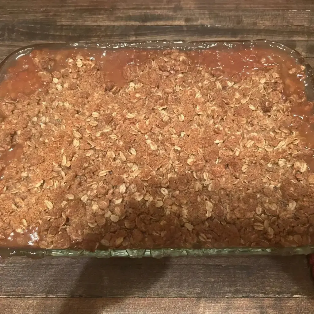 Rhubarb Crunch Recipe for a Family Favorite Spring Dessert 18 Step 8: Bake