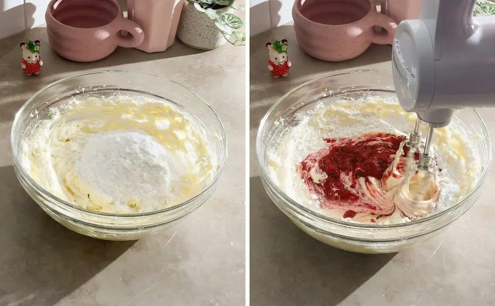 Make the strawberry cream cheese frosting