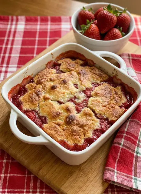 Best Strawberry Cobbler Recipe with Buttery Biscuit Topping 1 Fresh Strawberry Cobbler Ingredients