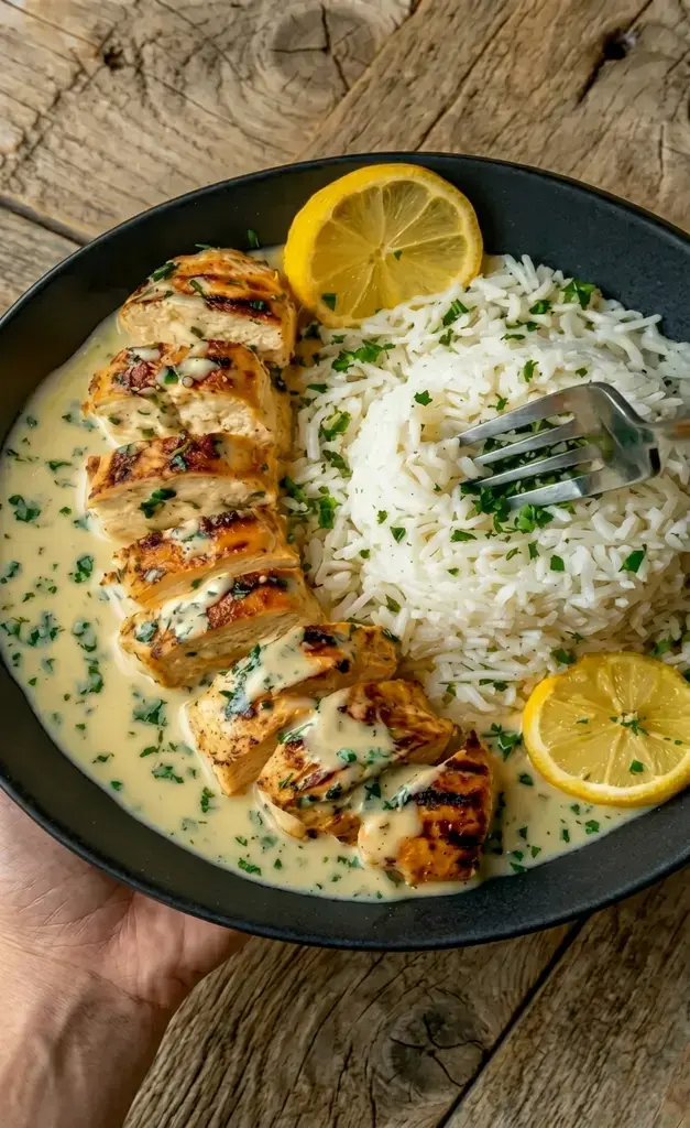 1. Slow Cooked Lemon Herb Chicken Comfort Bowl