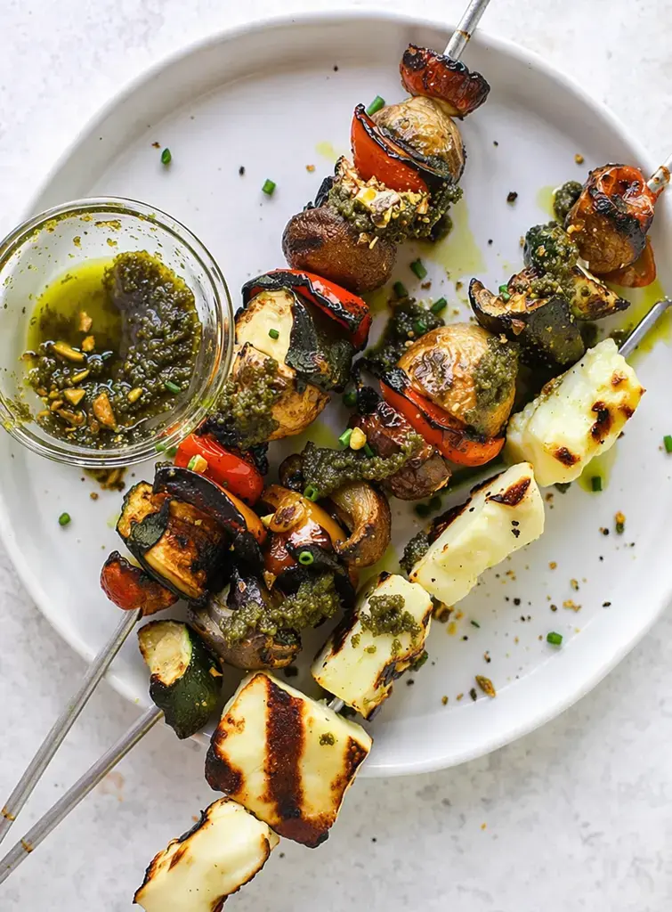 Sunday Grill Dinner Ideas for the Best Backyard BBQ Meals 15 15. Grilled Vegetable And Halloumi Skewers
