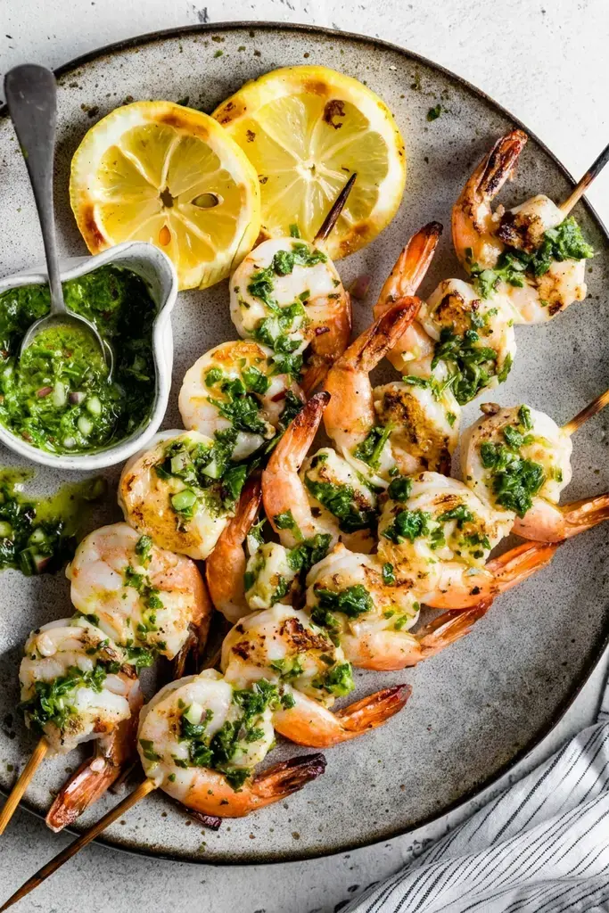 Sunday Grill Dinner Ideas for the Best Backyard BBQ Meals 33 33. Grilled Chimichurri Shrimp Skewers