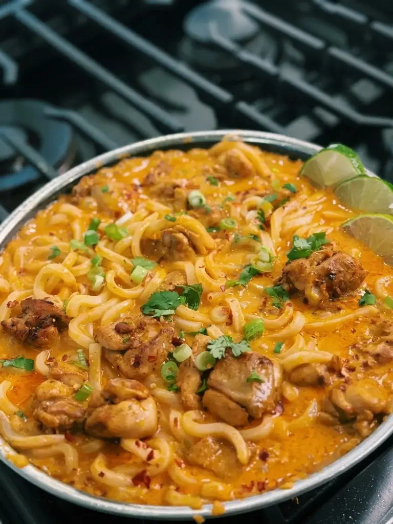 Thai-Inspired Coconut Red Curry Chicken Udon