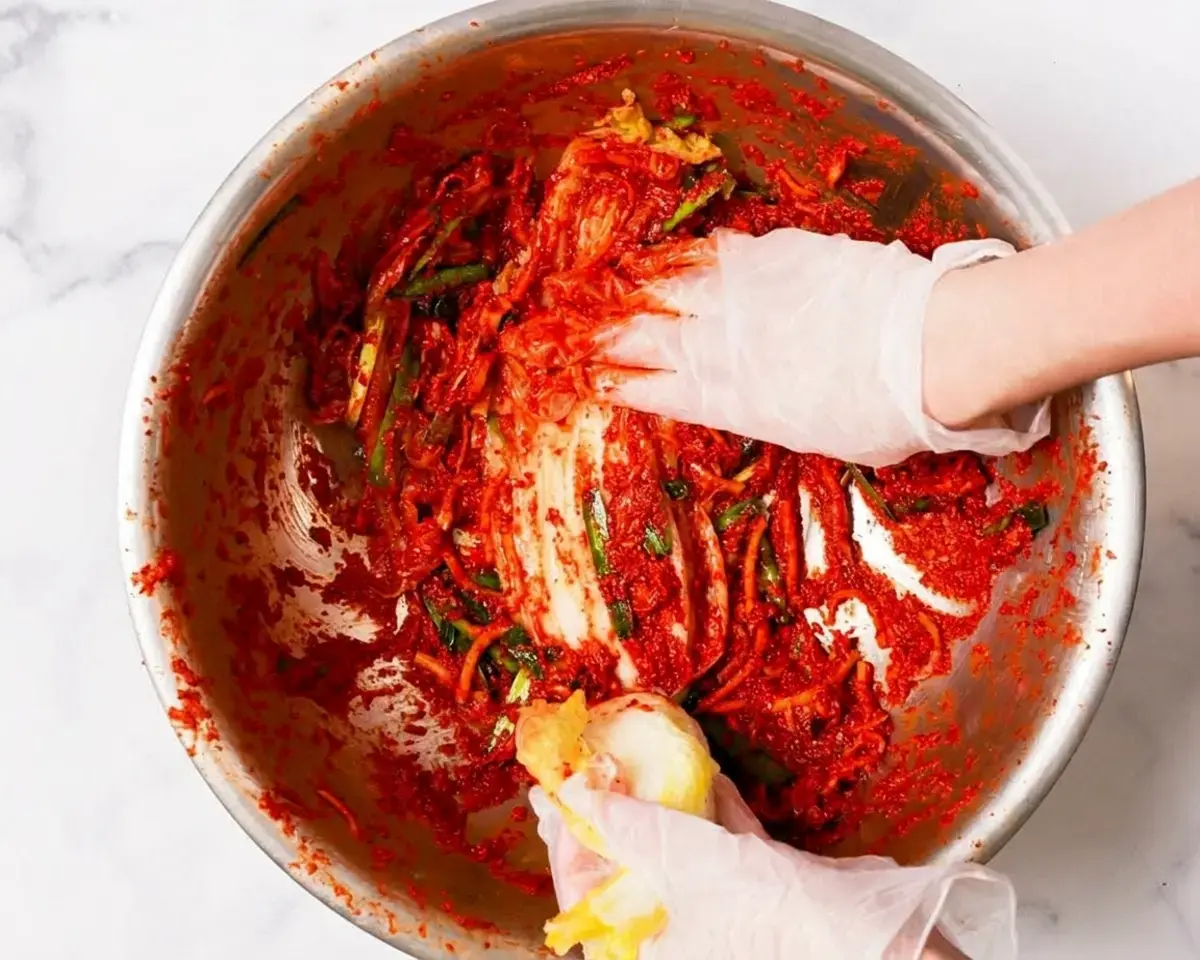 Marinate the napa cabbage: