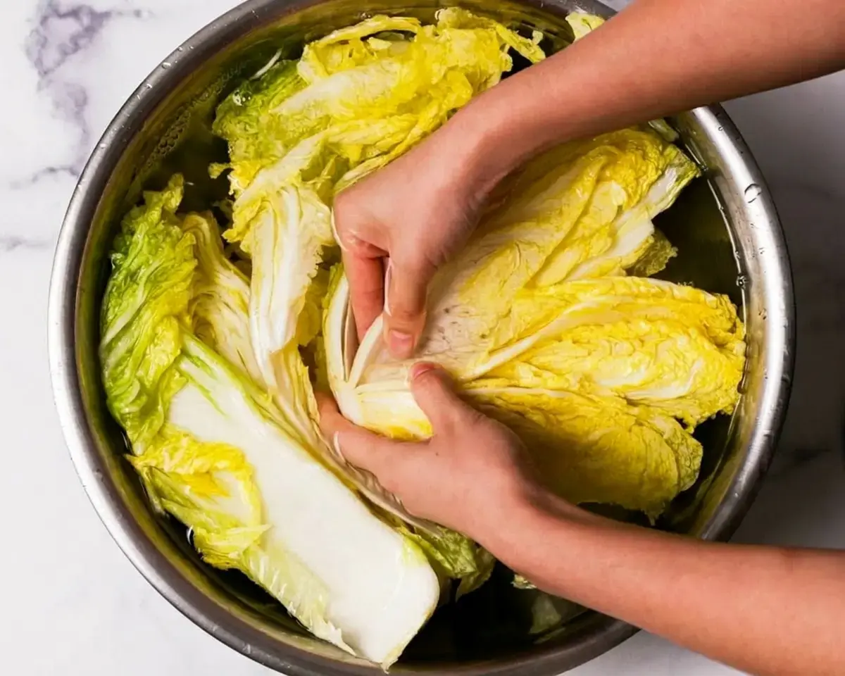 Rinse the napa cabbage:
