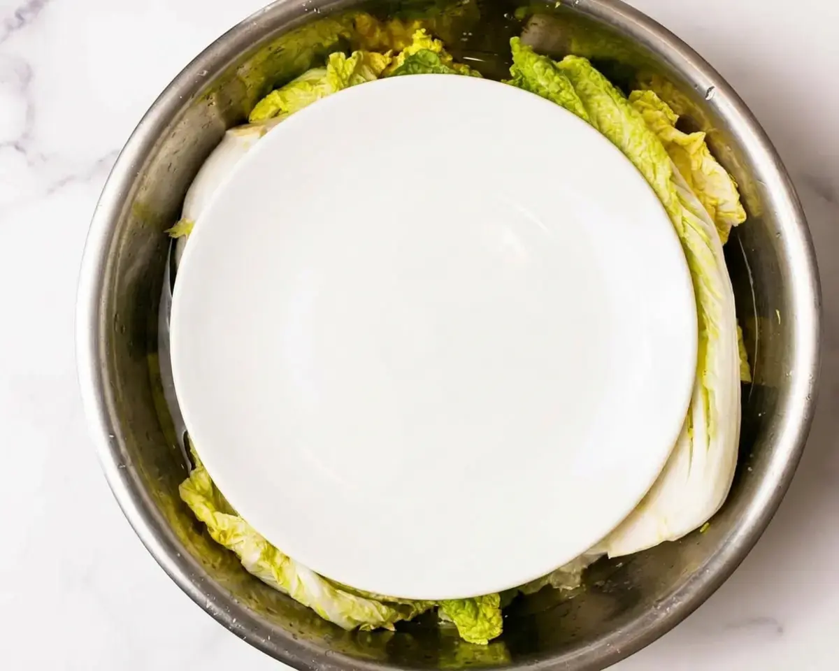 Salt the napa cabbage: