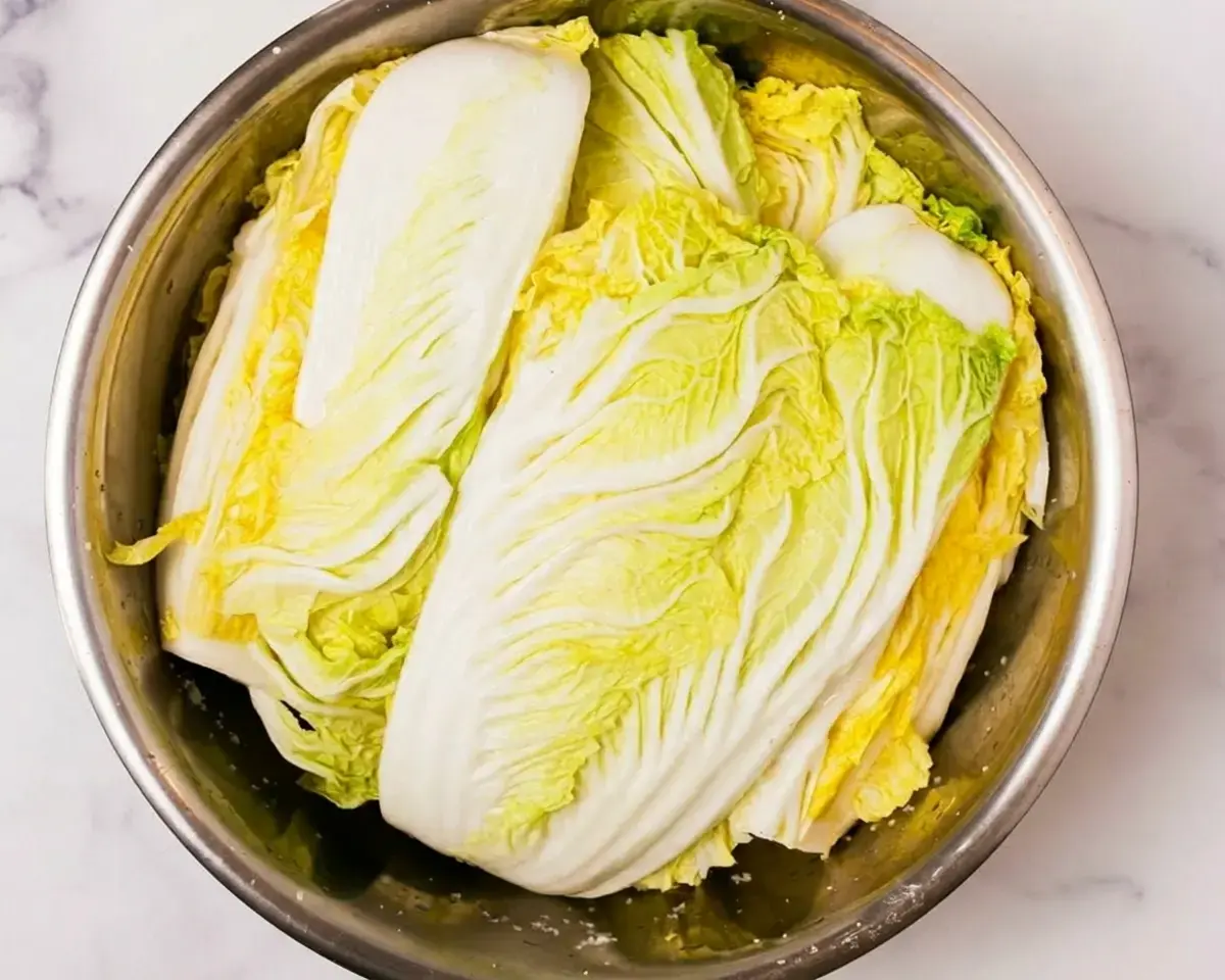 Salt the napa cabbage: