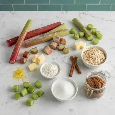 Traditional Rhubarb Crisp Recipe with Oat Crumble Topping 3 Complete Cooking Process