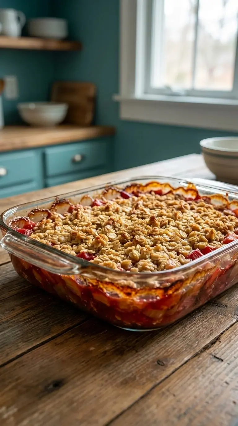 Traditional Rhubarb Crisp Recipe with Oat Crumble Topping 4 Traditional Rhubarb Crisp