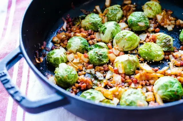 Ways To Eat Cook Kimchi Recipes: 15 Delicious Ideas for Every Meal 3 #3. Brussels Sprouts with Kimchi and Pancetta