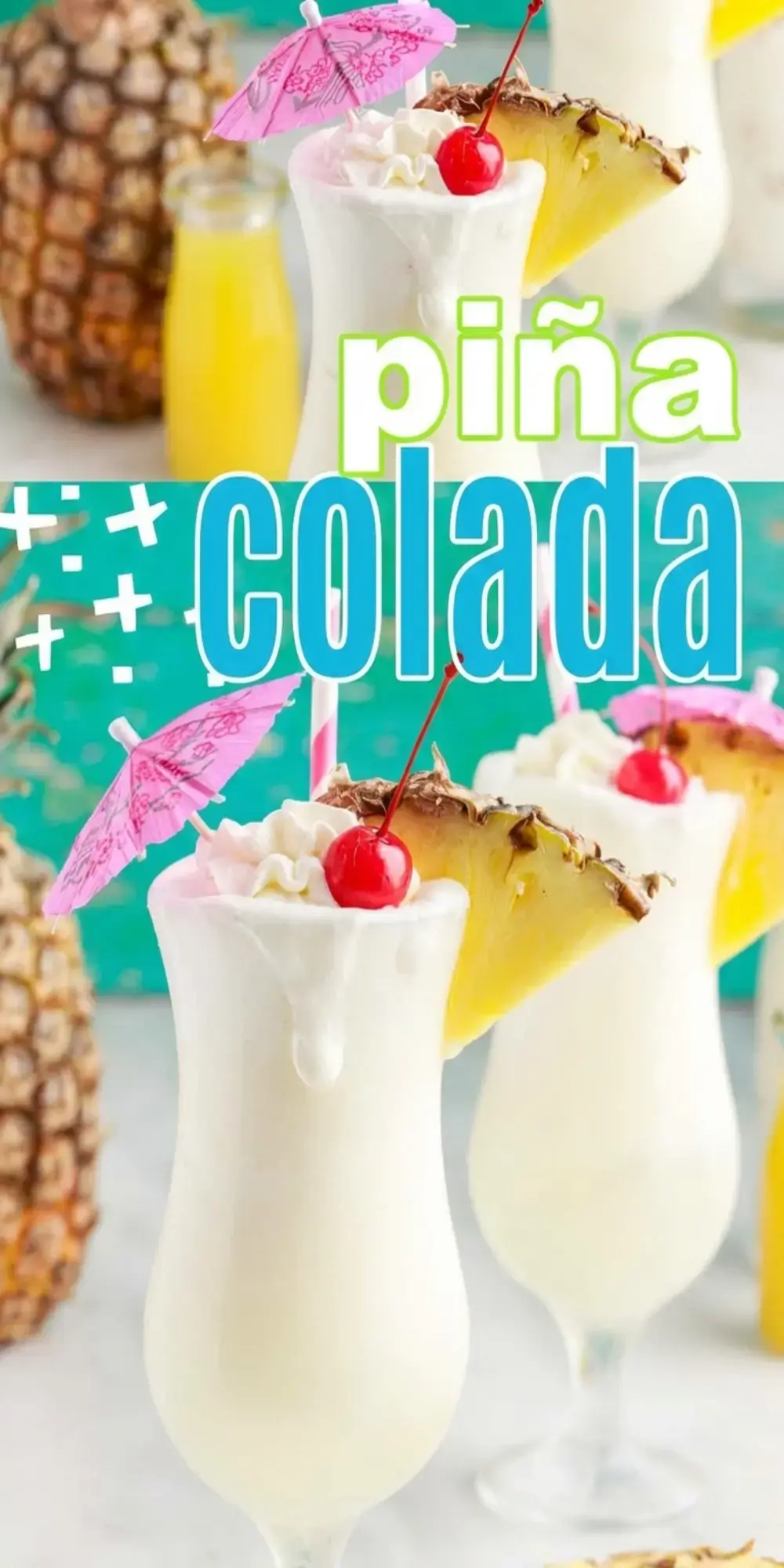 Whipped cream added to frozen pina colada