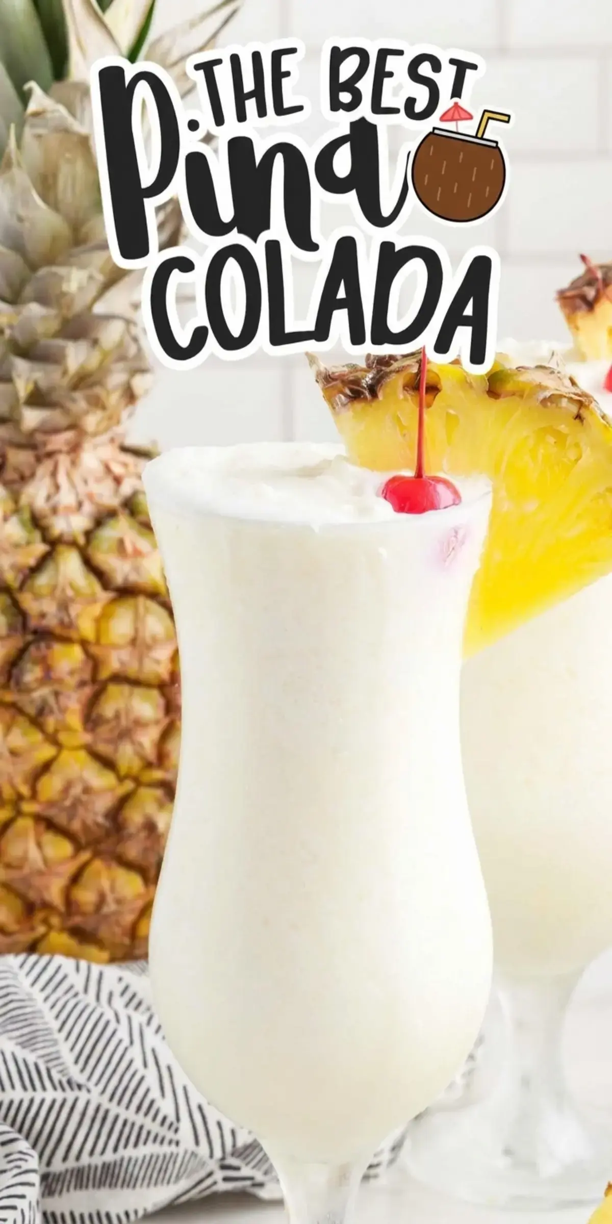 Finished Absolute Pina Colada with cherry and pineapple