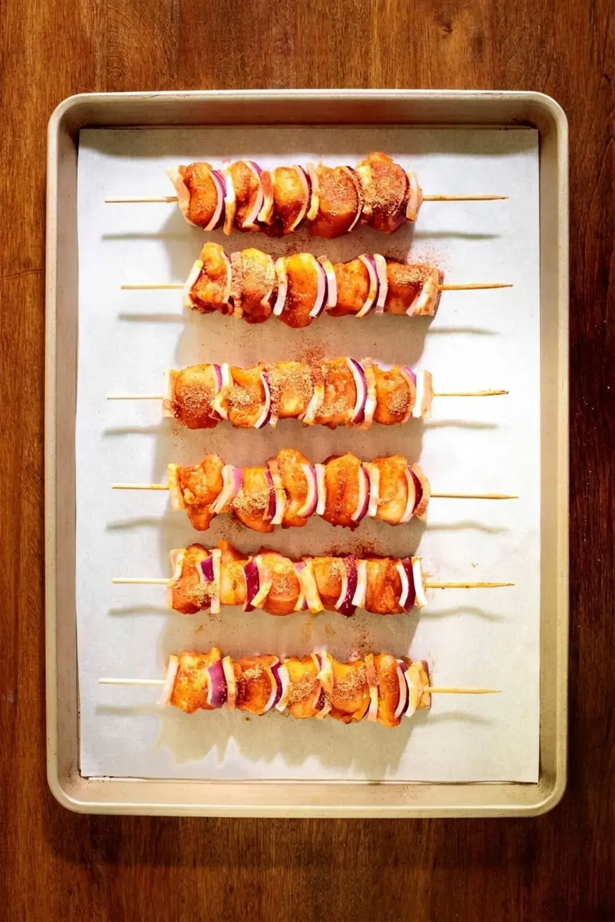 Bacon Bourbon Barbecued Chicken Skewers 3 Smoked paprika cumin and coriander rub mixed in a bowl