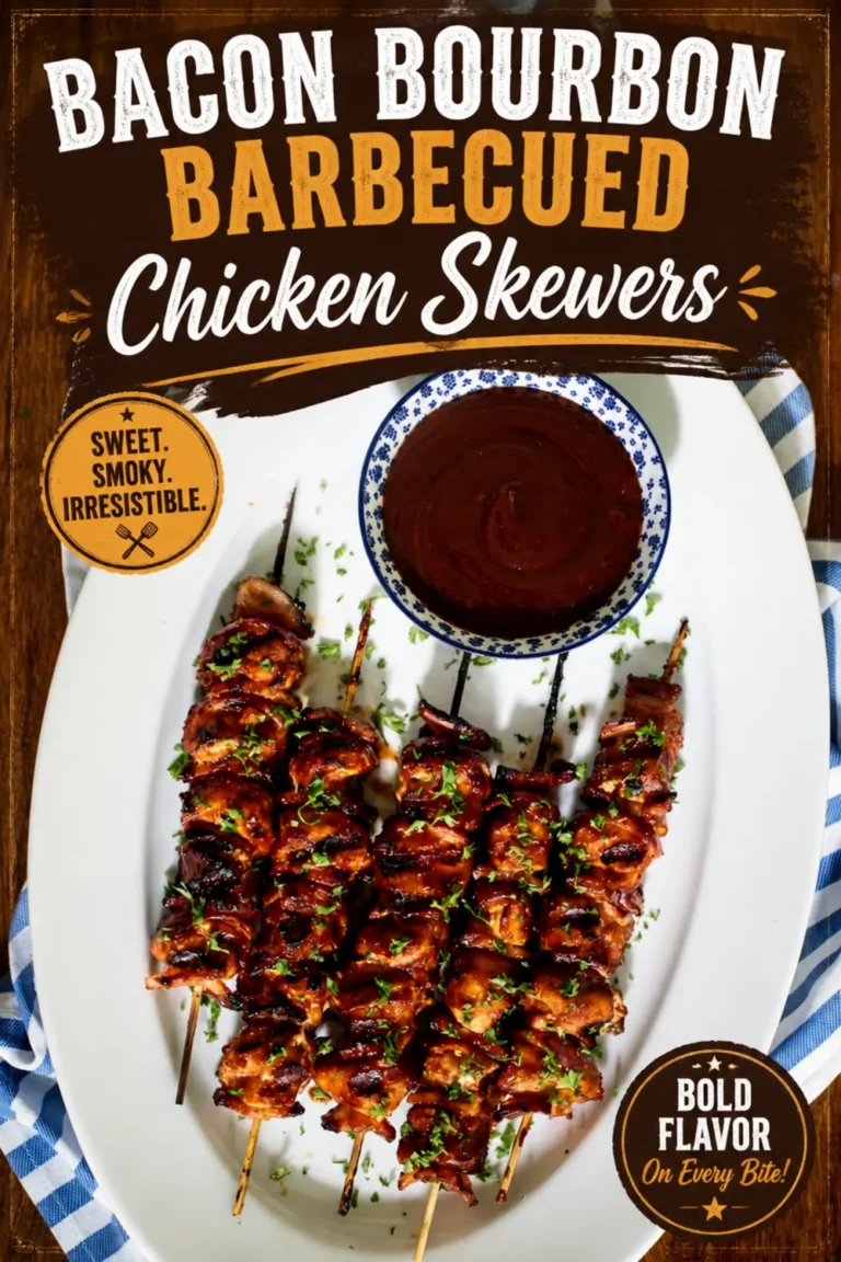 Bacon Bourbon Barbecued Chicken Skewers