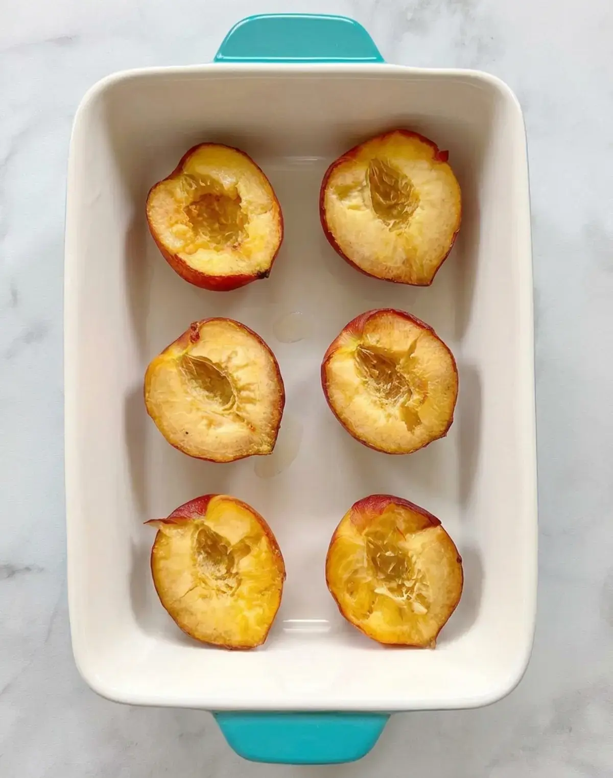 Baked Peaches with Oat Crumble Topping 13 Baked Peaches, Step 1: Slice the peaches