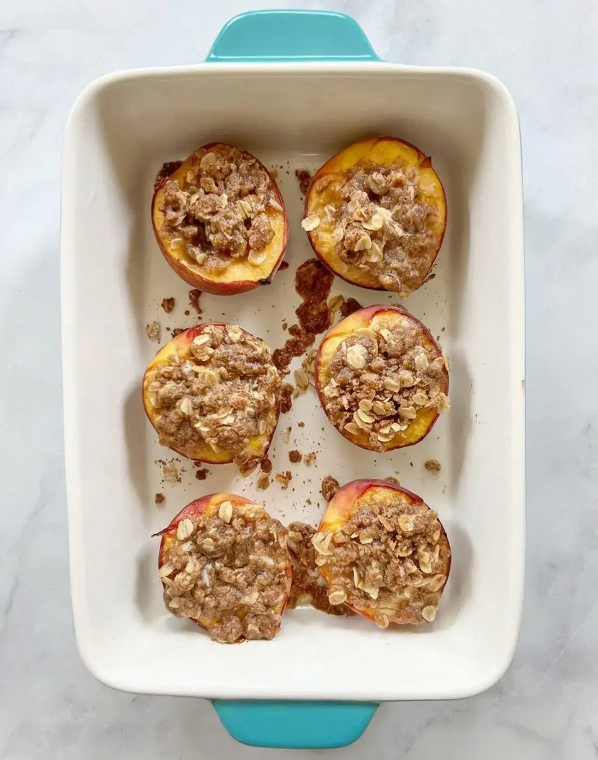 Baked Peaches with Oat Crumble Topping 15 Baked Peaches, Step 3: Bake to perfection