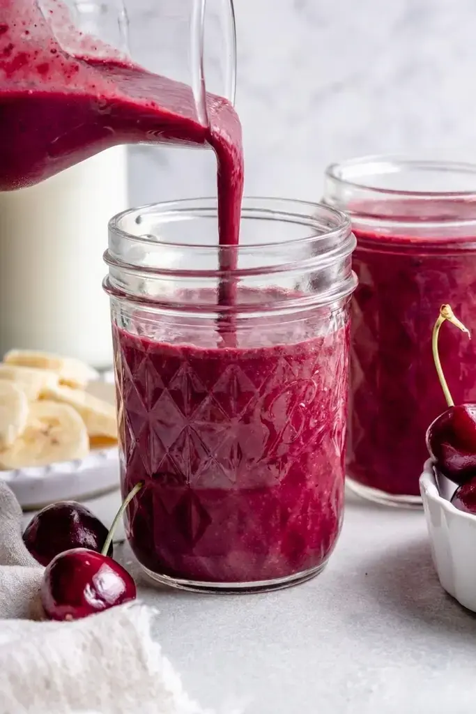 Smooth blended banana cherry smoothie