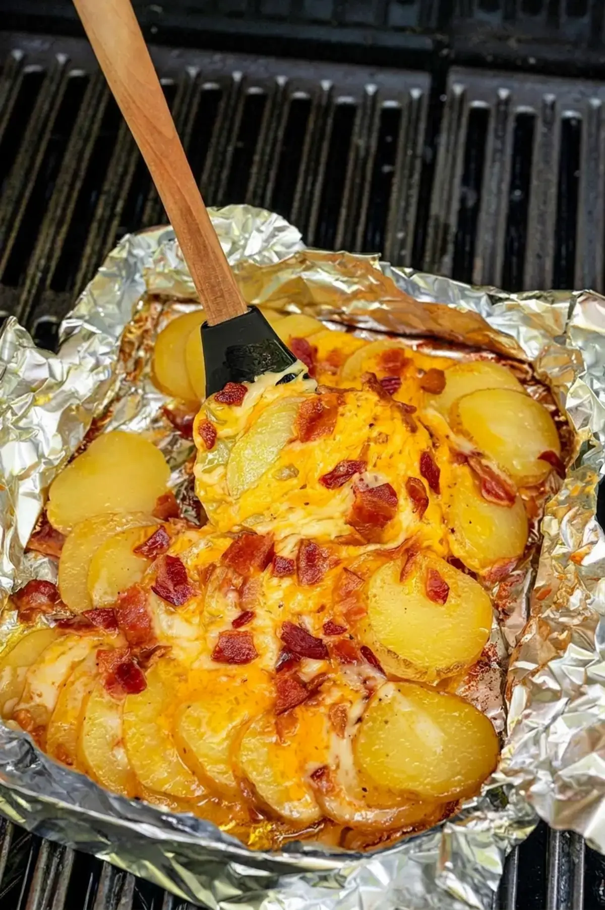 Heavy-duty foil layered for campfire potatoes
