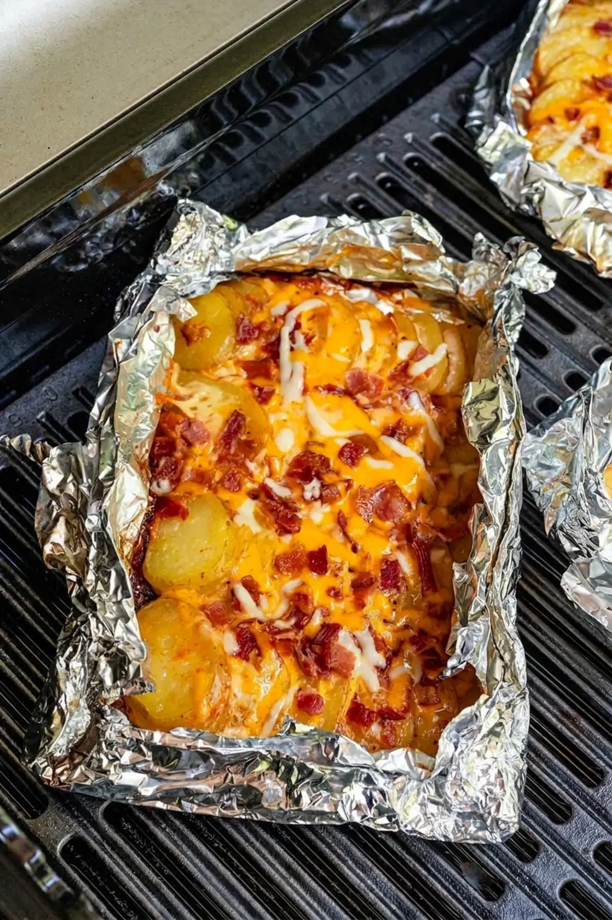 Cheese and crisp bacon added to potato packet