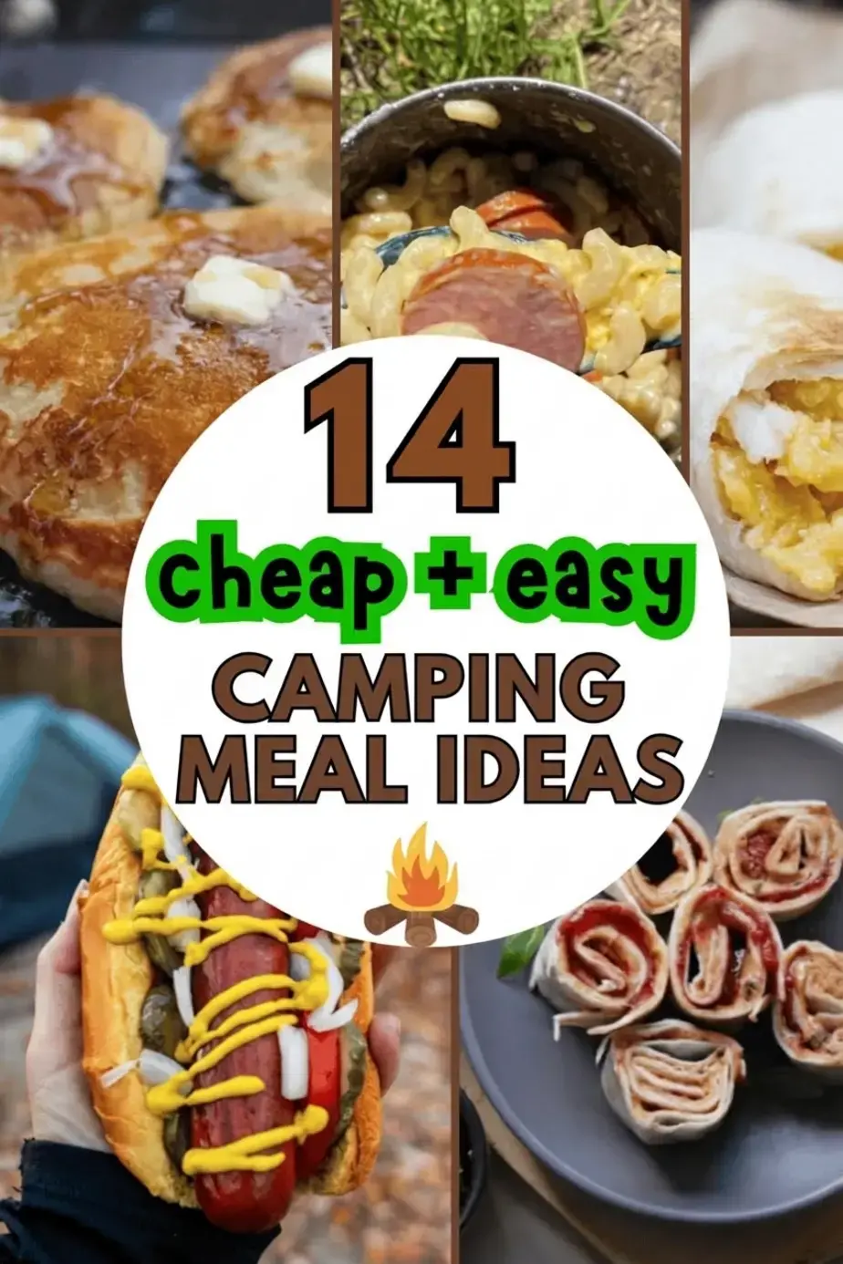 Cheap camping meals prepared for a family trip
