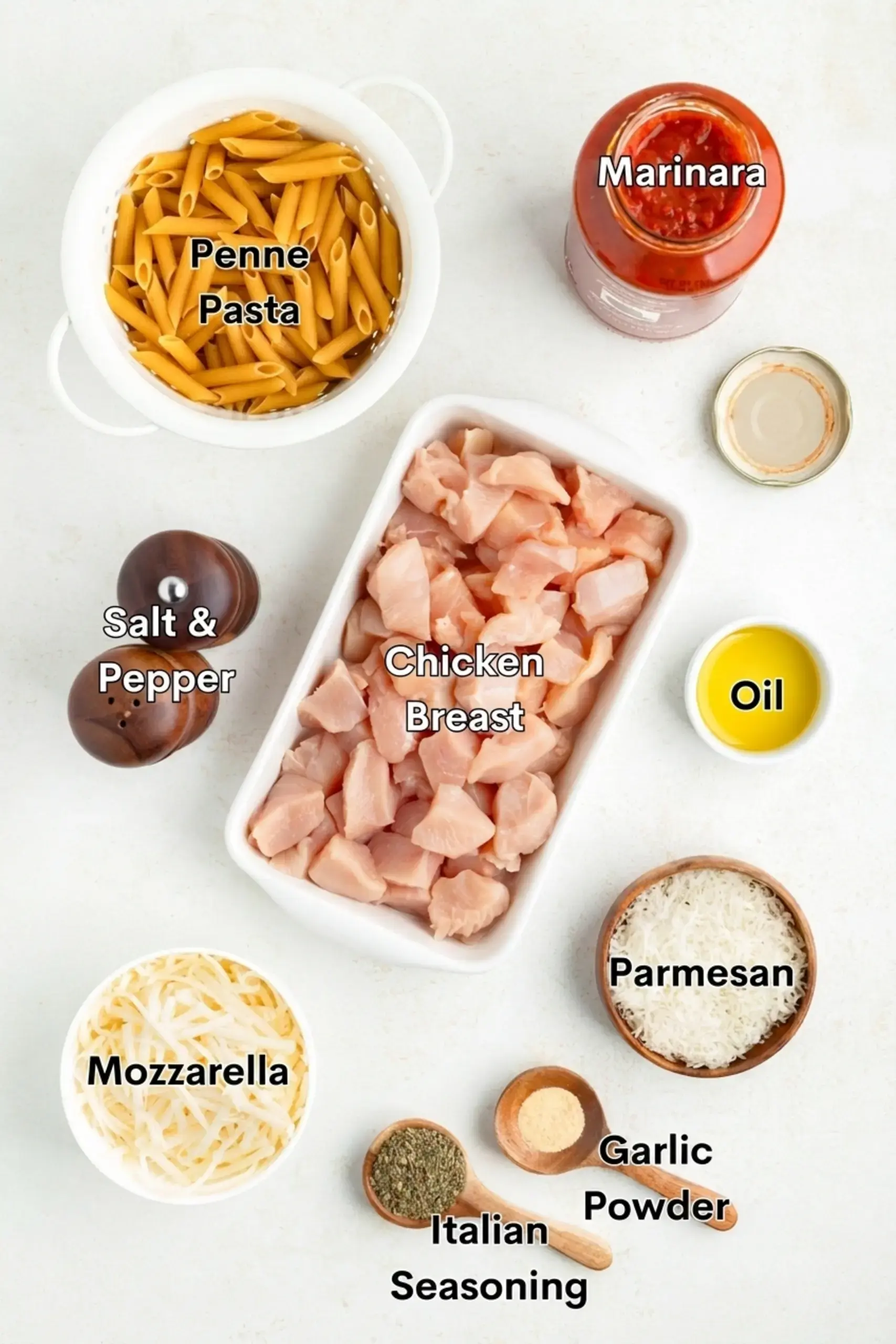 Chicken Parmesan Pasta Skillet: Easy 20-Minute Dinner 3 Penne, chicken, marinara, and cheese ingredients