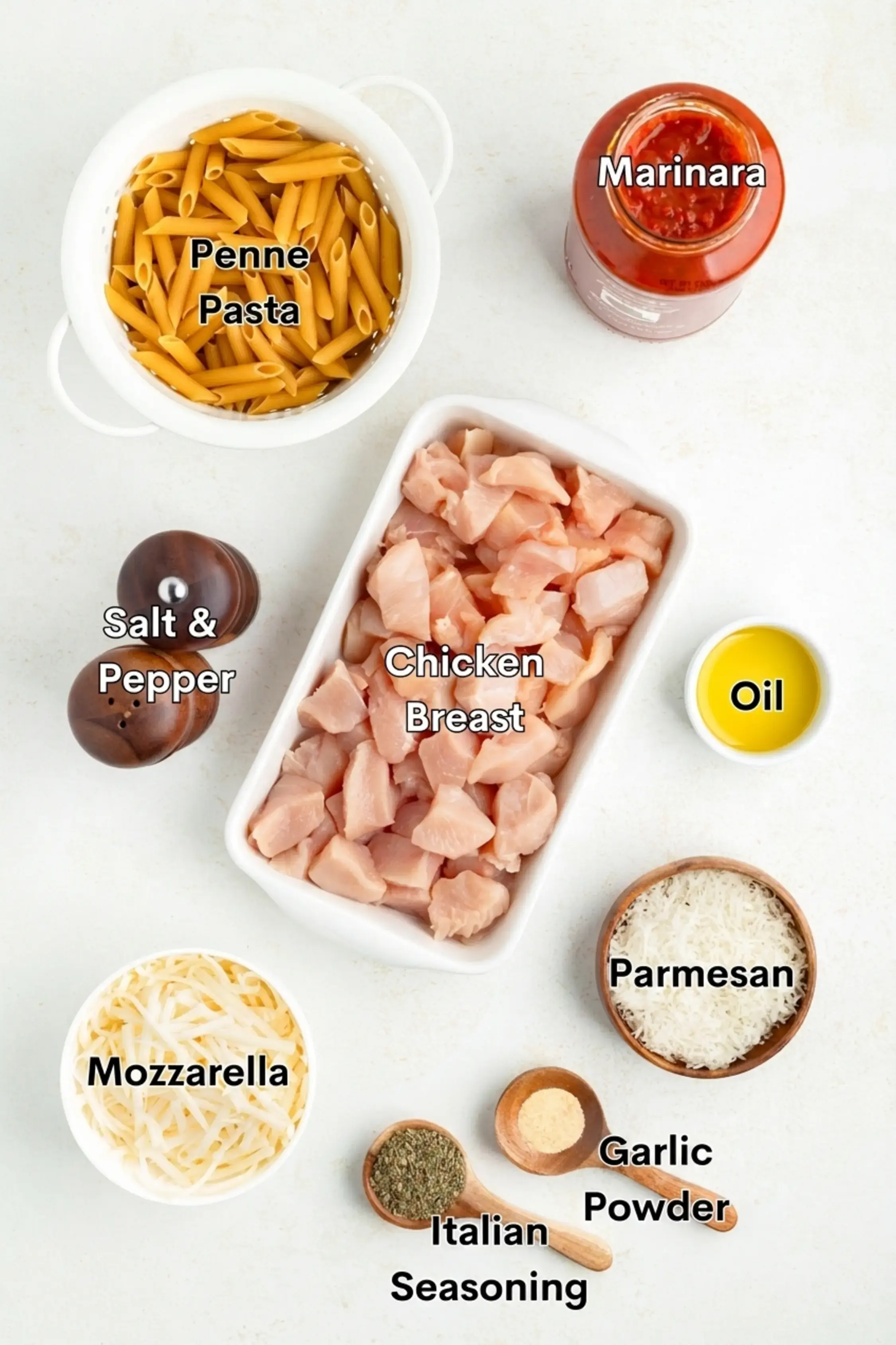 Chicken Parmesan Pasta Skillet: Easy 20-Minute Dinner 4 Diced chicken and measured pasta skillet ingredients