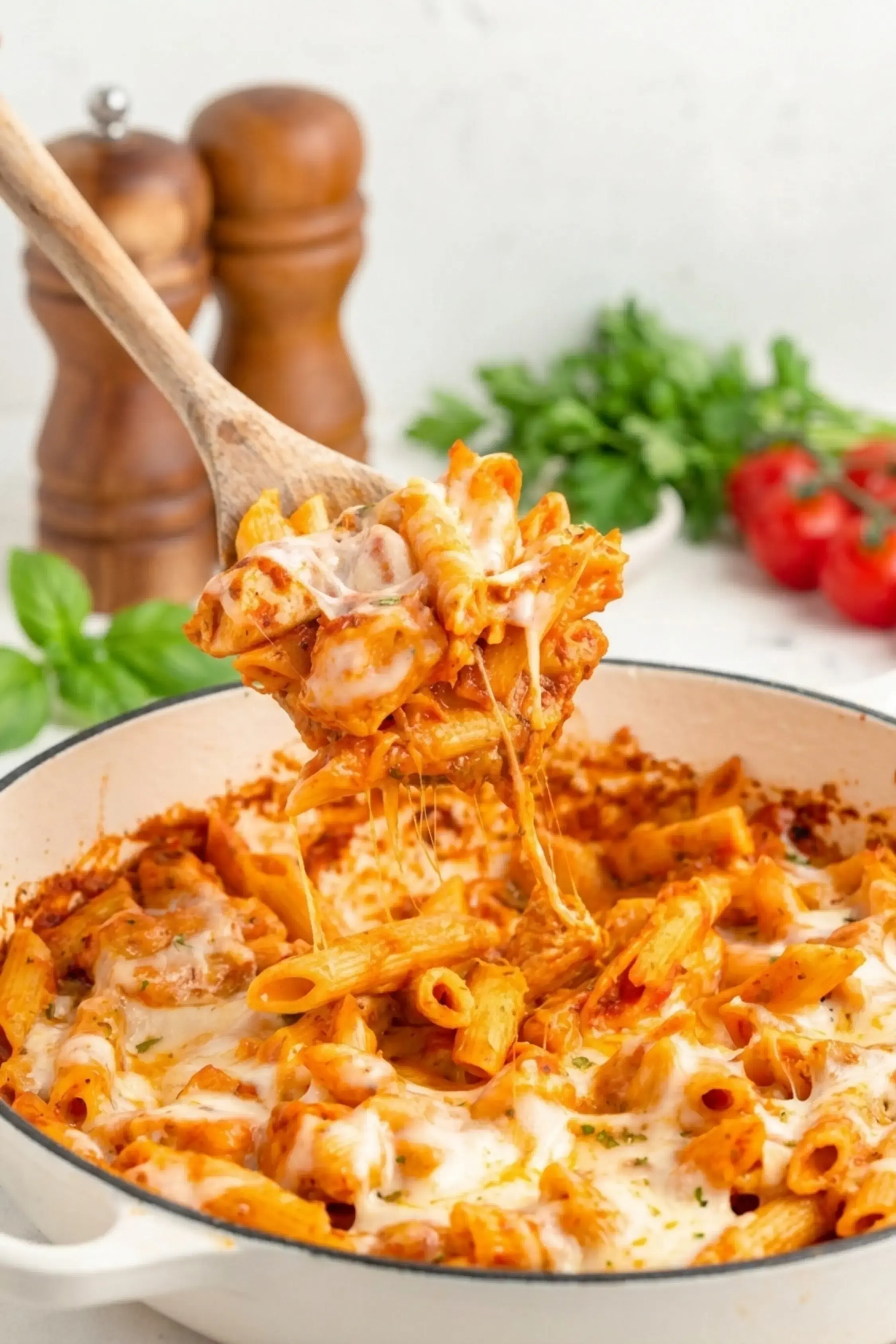 Chicken Parmesan Pasta Skillet: Easy 20-Minute Dinner 7 Diced chicken browning in a large skillet