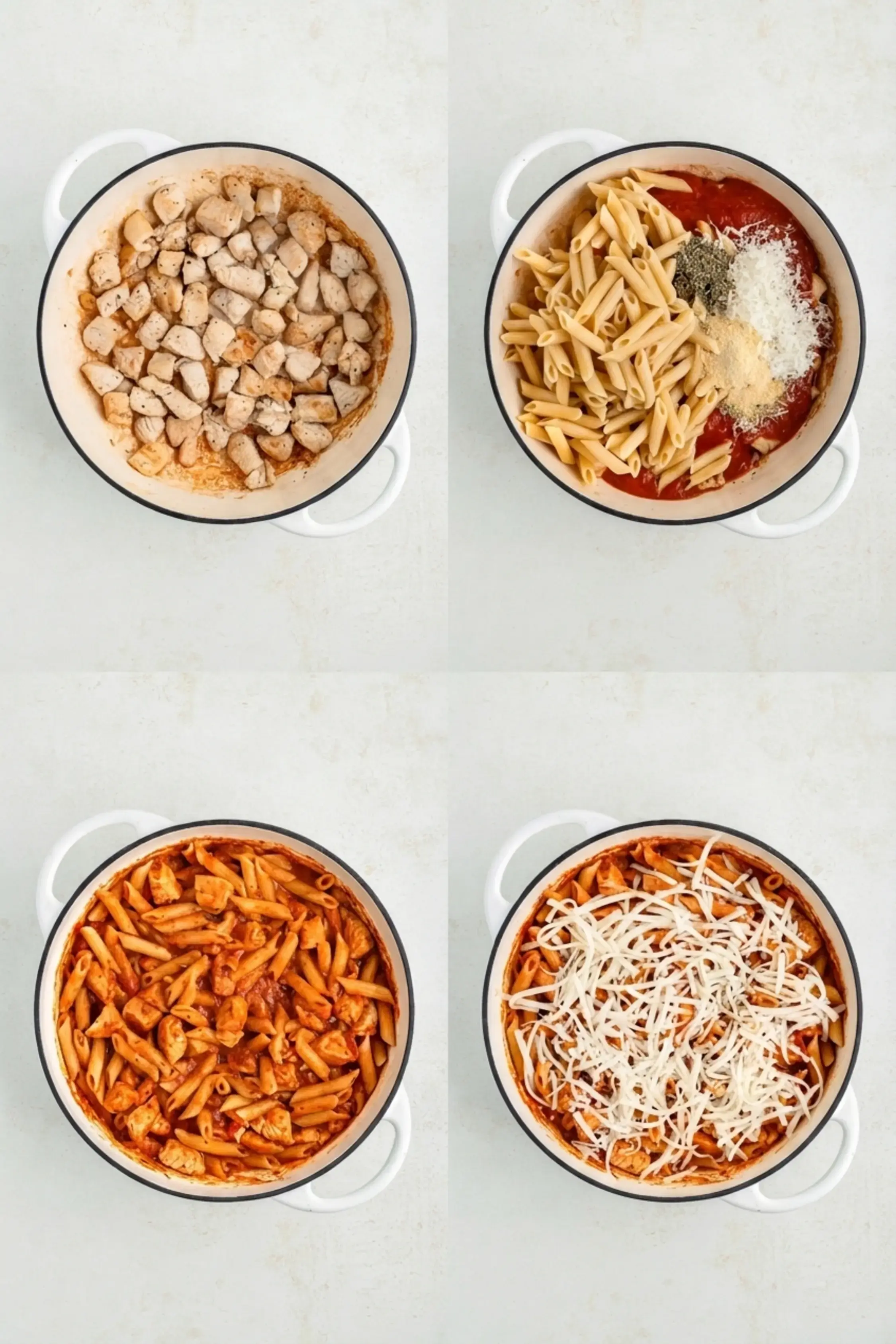Chicken Parmesan Pasta Skillet: Easy 20-Minute Dinner 9 Mozzarella melted over Chicken Parmesan Pasta Skillet