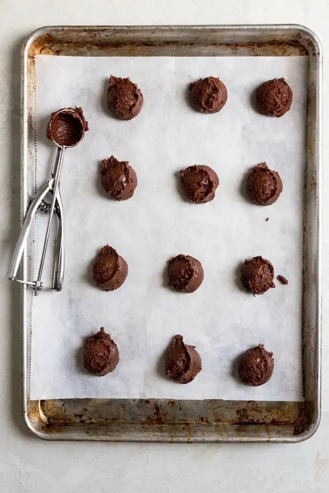 Loose chocolate brownie cookie batter after mixing