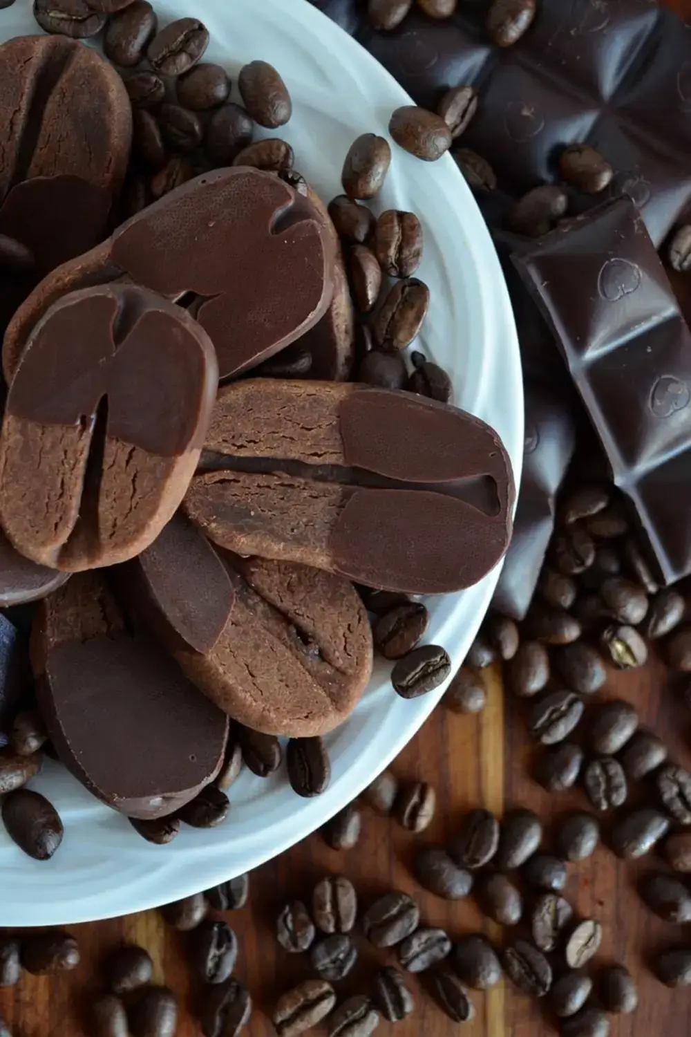 Chocolate coffee cookies baking on parchment