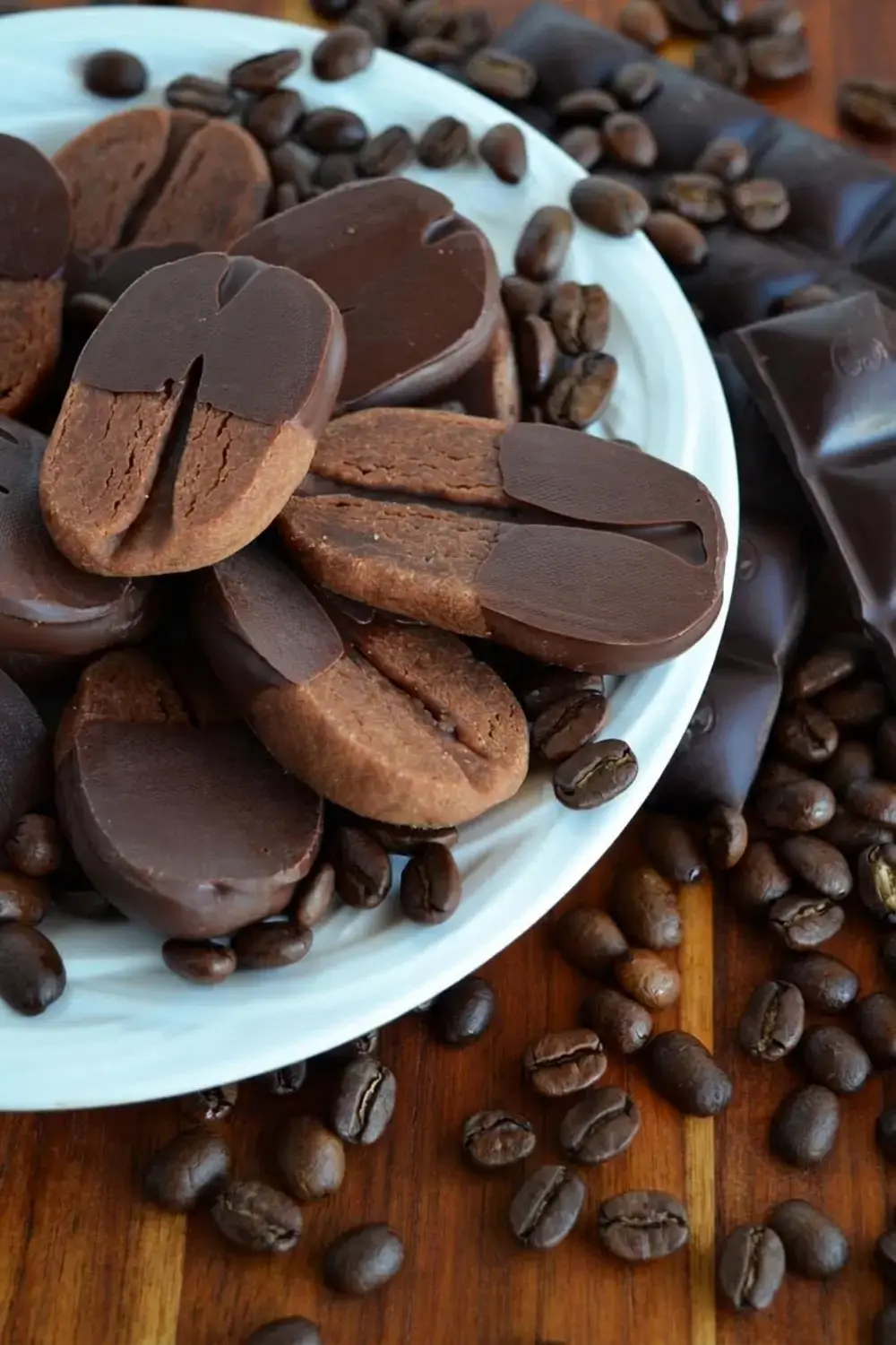 Finished chocolate dipped coffee cookies