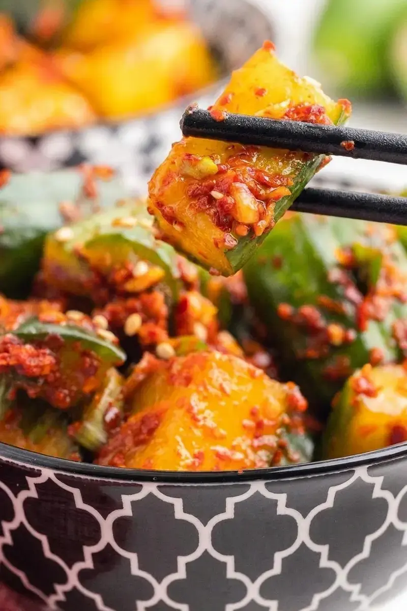 Cucumber Kimchi: Spicy, Crunchy Korean-Inspired Side 17 Crunchy cucumber kimchi with an Asian-inspired meal
