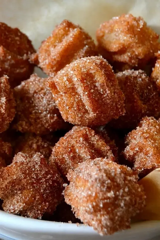 Ever Churro Bites: Crispy Cinnamon-Sugar Mini Churros 12 Piping short churro dough pieces into hot oil