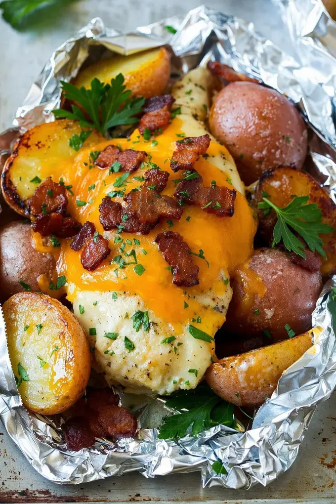 Foil Pack Meals Oven Grill Campfire Recipes for Easy Dinners 3 Bacon Ranch Chicken Foil Packets