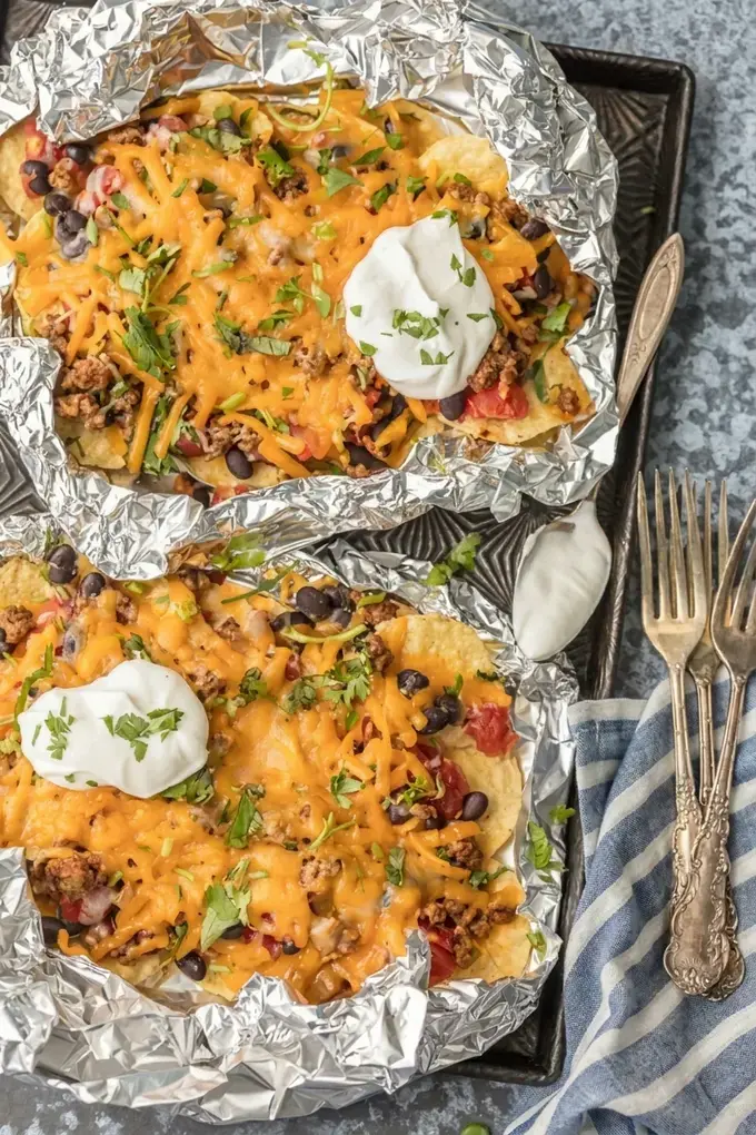 Foil Pack Meals Oven Grill Campfire Recipes for Easy Dinners 27 Campfire Chili Cheese Fries Tin Foil Dinner