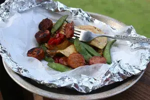 Foil Pack Meals Oven Grill Campfire Recipes for Easy Dinners 17 Sausage Pierogie Campfire Foil Packets