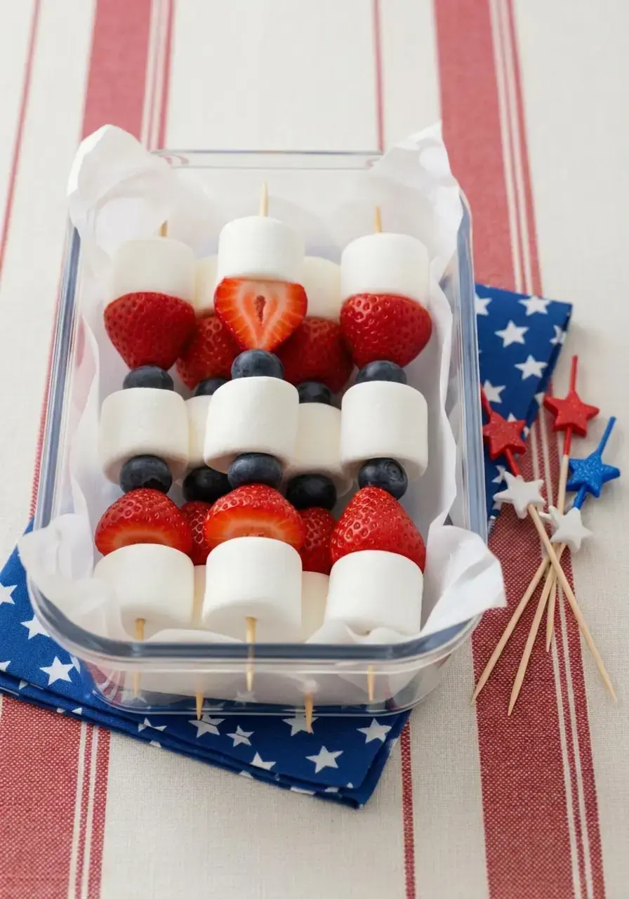 Fourth of July party food arranged for a crowd