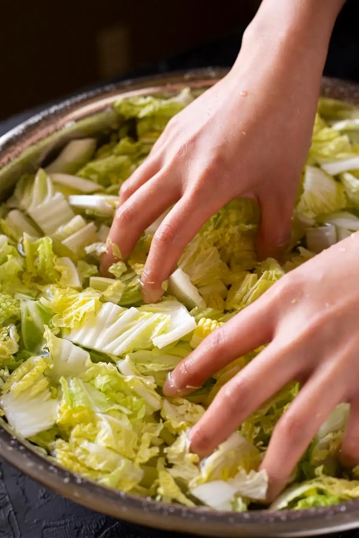 Fresh Kimchi Geotjeori: Crisp Korean Kimchi at Home 4 Core removed from napa cabbage quarters