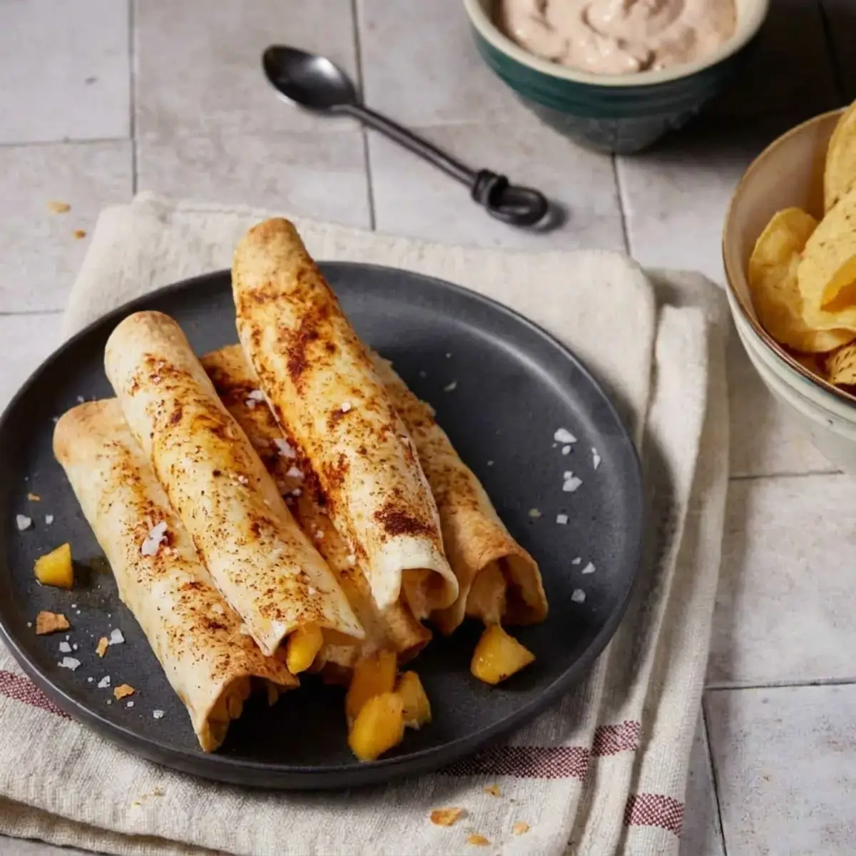 Fresh Peach Recipes That Arent Dessert But Taste Amazing 3 Baked Peach Chicken Taquitos