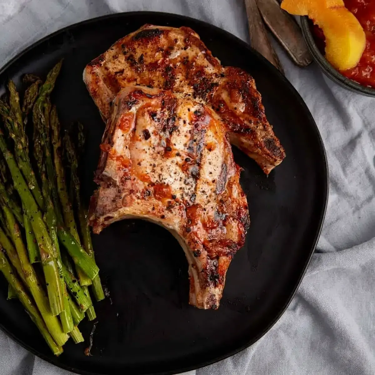 Fresh Peach Recipes That Arent Dessert But Taste Amazing 10 BBQ Pork Chops with Peach Barbecue Sauce