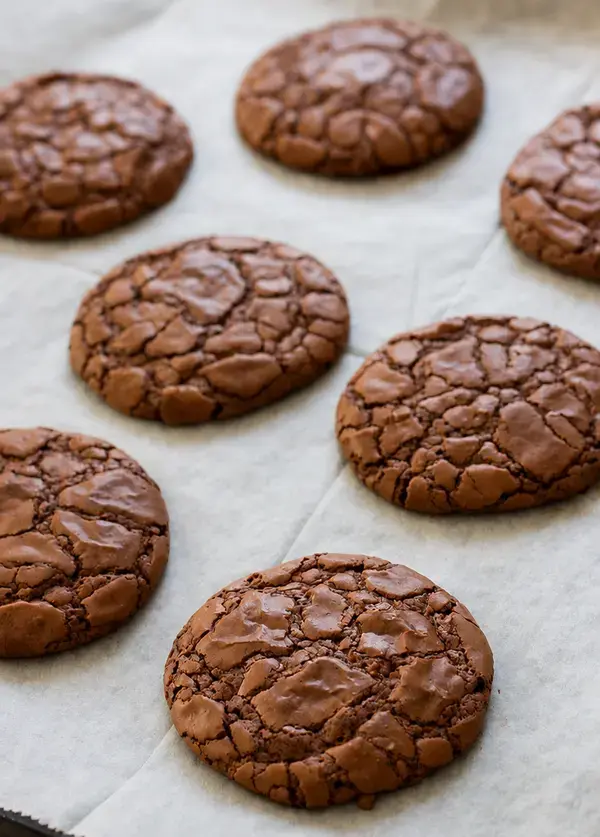 The Best Fudgy Chocolate Cookies | Pretty. Simple. Sweet. 1 Parchment-lined trays prepared for chocolate cookies